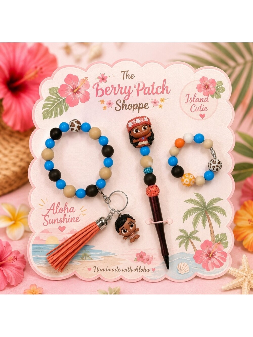 Disney's Doorables Moana & Simea Pen Tumbler Keychain Bracelet Accessory